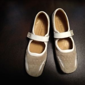 Sporty suede beige and white Mary Jane